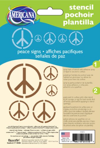 Americana Decor Peace Signs Schablone, blau, 5 X 17,8 cm von DecoArt