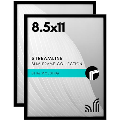 2er-Set Americanflat 8,5x11 Bilderrahmen Schwarz. D眉nn, bruchsicheres Glas, Aufh盲ngevorrichtungen, integrierte Staffelei. Wand- oder Tischpr盲sentation, horizontal oder vertikal. von Americanflat