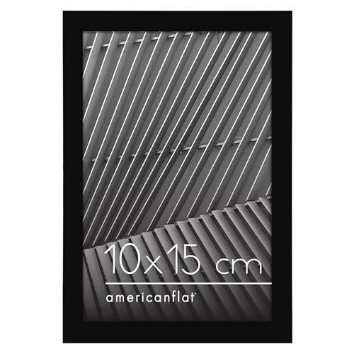 Americanflat 10,2 x 15,2 cm Bilderrahmen in Schwarz mit bruchfestem Glas - dünner Rahmen im Quer- und Vertikalformat für Wand und Tischplatte von Americanflat