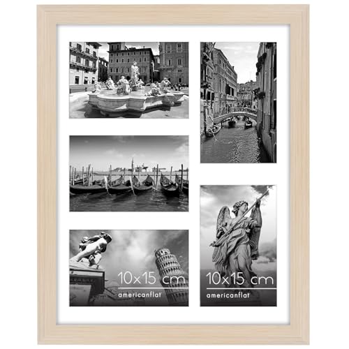 Americanflat 28x36 cm Bilderrahmen Collage - Fünf 10x15 cm Bilder mit Matte & 28x36 cm ohne Matte anzeigen - Bilderrahmen für Mehrere Bilder der Familie - Verbundholz mit Bruchsicheres Glas - Helles Americanflat 28x36 cm Bilderrahmen Collage - Fünf 10x15 cm Bilder mit Matte & 28x36 cm ohne Matte anzeigen - Bilderrahmen für Mehrere Bilder der Familie - Verbundholz mit Bruchsicheres Glas - Helles von Americanflat