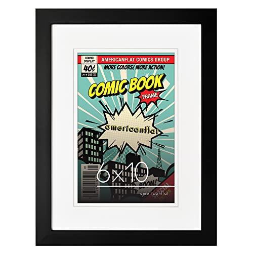 Americanflat 30,5 x 39,5 cm Comic-Buchrahmen in Schwarz oder Verwendung als 15,2 x 25,4 cm Bilderrahmen mit Passepartout – horizontale und vertikale Formate für die Wand mit integrierten von Americanflat
