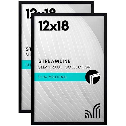 Americanflat 30,5 x 45,7 cm Posterrahmen in Schwarz – 2er-Set – dünner Rahmen mit poliertem Plexiglas – Wand-Bilderrahmen mit Befestigungsmaterial zum Aufhängen für horizontales oder vertikales von Americanflat