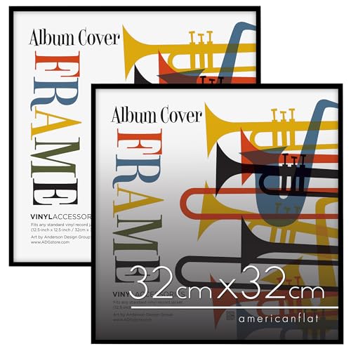 Americanflat 32x32 Schallplatten Rahmen Wand - Vinyl Rahmen mit Poliertem Plexiglas und Schlankem Minimalistischem Design - zur Wandmontage - Inklusive Aufhängevorrichtung - 2er Pack von Americanflat