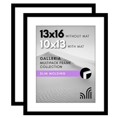 Americanflat 33 x 40 cm Bilderrahmen 2er Set schwarz – Verwendung als 10 x 13 Bilderrahmen mit Passepartout oder 13 x 16 Rahmen ohne Passepartout – Collage-Bilderrahmen mit Plexiglas-Abdeckung für von Americanflat