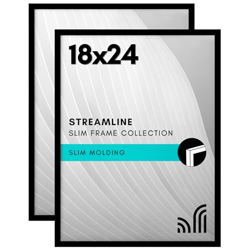 Americanflat 45,7 x 61 cm Posterrahmen in Schwarz – 2er Set – dünner Bilderrahmen mit poliertem Plexiglas – Wand-Bilderrahmen mit Befestigungsmaterial zum Aufhängen für horizontales oder vertikales von Americanflat
