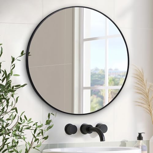 Americanflat 51 cm Gerahmter Schwarzer Runder Spiegel - Schwarzer Kreis Spiegel für Badezimmer, Schlafzimmer, Eingangsbereich, Wohnzimmer - Großer runder Spiegel für Wanddekoration Americanflat 51 cm Gerahmter Schwarzer Runder Spiegel - Schwarzer Kreis Spiegel für Badezimmer, Schlafzimmer, Eingangsbereich, Wohnzimmer - Großer runder Spiegel für Wanddekoration von Americanflat