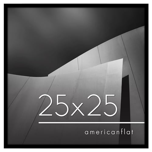 Americanflat Bilderrahmen, 63 x 63 cm, dünner Rand, mit poliertem Plexiglas und Befestigungsmaterial zum Aufhängen, quadratischer Bilderrahmen für die Wand, Schwarz von Americanflat