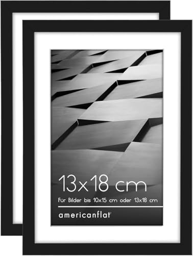Americanflat Bilderrahmen 13x18 cm Schwarz - 10x15 cm mit Matte - Polierter Plexiglas-Abdeckung - Dünner Rand - Für Wand oder Schreibtisch im Horizontalen oder Vertikalen Format - 2 Stück Americanflat Bilderrahmen 13x18 cm Schwarz - 10x15 cm mit Matte - Polierter Plexiglas-Abdeckung - Dünner Rand - Für Wand oder Schreibtisch im Horizontalen oder Vertikalen Format - 2 Stück von Americanflat