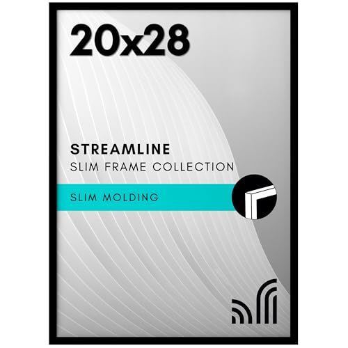 Americanflat Bilderrahmen mit poliertem Plexiglas, Streamline-Kollektion, dünner Rand, Bilderrahmen für Wanddekoration, Befestigungsmaterial im Lieferumfang enthalten, Schwarz, 50,8 x 71,1 cm von Americanflat