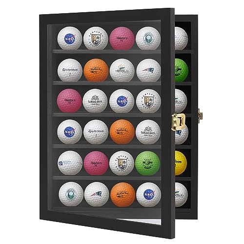 Americanflat Golfball-Vitrine mit poliertem Plexiglas – 35,6 x 28,9 cm Golfball-Display für bis zu 30 Golfbälle – All-Star Collection – Golfball-Etui für Wanddisplay – Schwarz von Americanflat