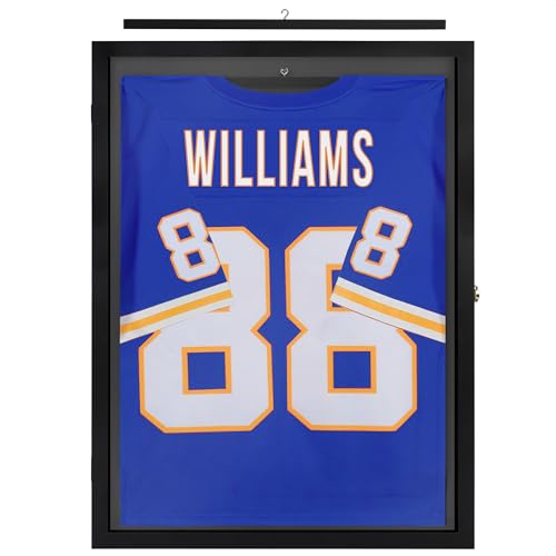 Americanflat Jersey Frame Vitrine in Schwarz – 23x31 abschließbare Plexiglas Shadow Box – Jersey Display Rahmen für Fußball, Baseball, Hockey, Fußball, Basketball – Großer Shadow Box Rahmen von Americanflat