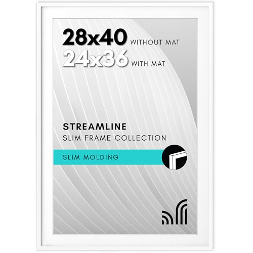 Americanflat Posterrahmen mit poliertem Plexiglas, 71 x 101 cm, Verwendung als 61 x 91 cm Rahmen mit Passepartout oder 28 x 40 cm Rahmen ohne Passepartout, Streamline Collection, dünner Bilderrahmen Americanflat Posterrahmen mit poliertem Plexiglas, 71 x 101 cm, Verwendung als 61 x 91 cm Rahmen mit Passepartout oder 28 x 40 cm Rahmen ohne Passepartout, Streamline Collection, dünner Bilderrahmen von Americanflat