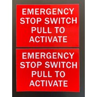 Notstoppschalter Pull To Activate Sticker Vinyl Aufkleber | 2 Pack 5" X 3, 5" Schild | X2Ps118 von AmericangarageByJoy
