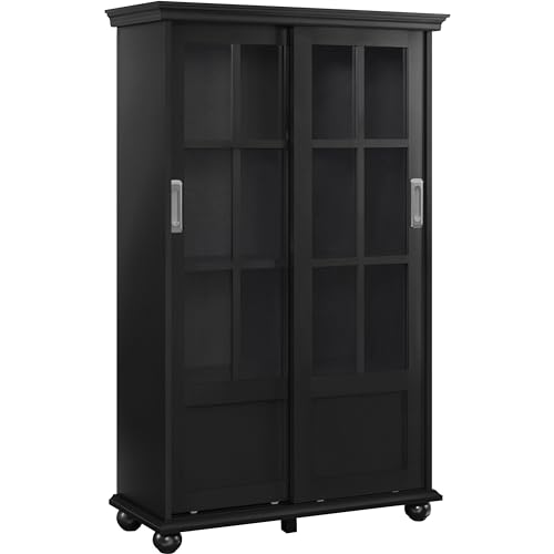 Ameriwood Aaron Lane Bücherregal mit Schiebetüren aus Glas Schwarz Ameriwood Aaron Lane Bücherregal mit Schiebetüren aus Glas Schwarz von Ameriwood Home