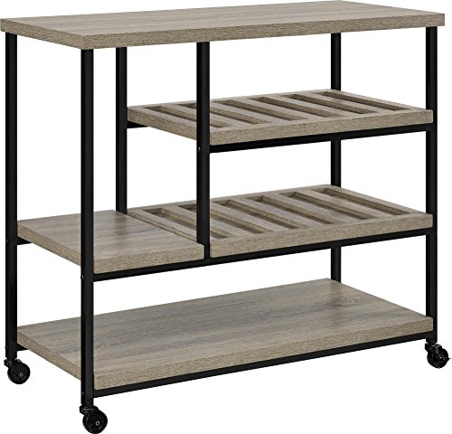 Ameriwood Home Elmwood Multi-Purpose Rollwagen, Distressed Grey Oak, Servierwagen, 43.1 x 91.4 x 86.1 cm von Ameriwood Home