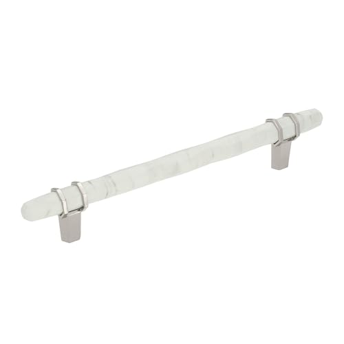 Amerock Schrankgriff, Marmor-Weiß/poliertes Nickel, 160 mm, Mitte zu Mitte, Kutsche, 1 Stück, Schubladengriff, Schrankbeschläge Amerock Schrankgriff, Marmor-Weiß/poliertes Nickel, 160 mm, Mitte zu Mitte, Kutsche, 1 Stück, Schubladengriff, Schrankbeschläge von Amerock