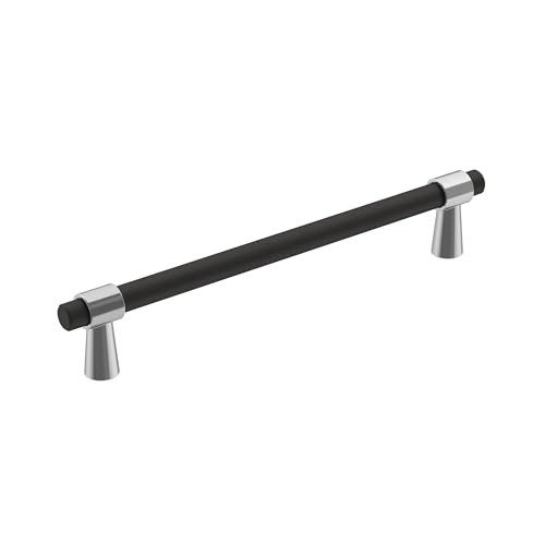 Amerock Schrankgriff | Poliertes Chrom/Mattschwarz | 160 mm Mitte zu Mitte | Mergence | 1 Packung | Schubladen-Ziehgriff | Schrank-Hardware von Amerock