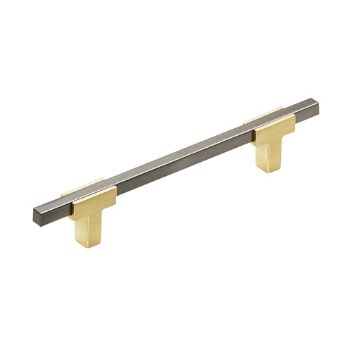 Amerock | Schrankgriff | gebürstetes Gold/Schwarzes Chrom | 128 mm Mitte zu Mitte | Urbanite | 1 Packung | Schubladengriff | Schrankbeschläge von Amerock