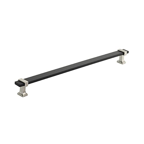 Amerock | Schrankgriff | gebürstetes mattschwarz/satiniertes Nickel | 288 mm von Mitte zu Mitte | Overton | 1 Packung | Schubladengriff | Schubladengriff | Schrankbeschläge von Amerock