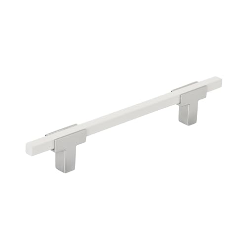 Amerock | Schrankgriff | poliertes Chrom/Weiß | 128 mm Mitte zu Mitte | Urbanite | 1 Packung | Schubladengriff | Schrankbeschläge von Amerock
