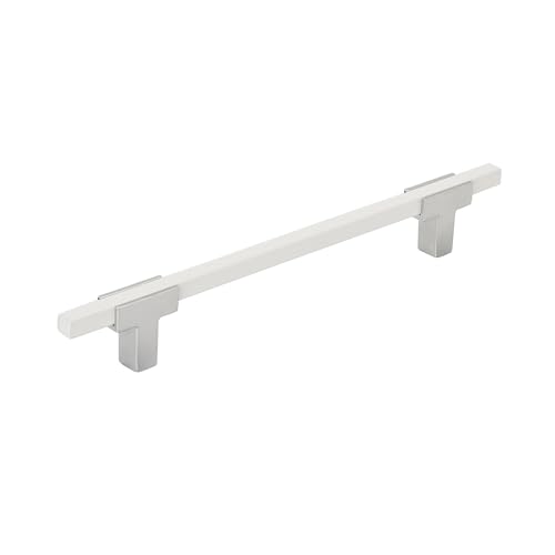 Amerock | Schrankgriff | poliertes Chrom/Weiß | 160 mm Mitte zu Mitte | Urbanite | 1 Packung | Schubladengriff | Schrankbeschläge von Amerock