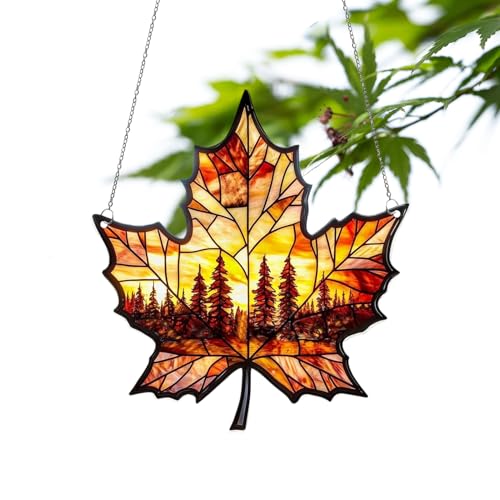 Amesor 2D Acryl Ornament - Thanksgiving Schild | Sonnenlichtreflektierende Ahornblätter 2D Flache Wanddekoration | Für Einweihungsparty Geburtstag Wohnzimmer Schlafzimmer Esszimmer von Amesor