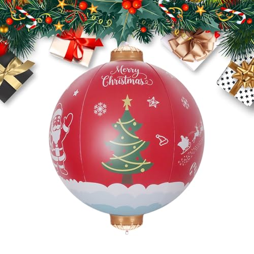 Amesor Aufblasbare Weihnachtsdekoration | Große Rote Aufblasbare PVC Weihnachtskugeln - Wetterfeste Festtagsdeko Für Garten Fenster Baum Outdoor Terrasse Türbereich - Dekoration Für Draußen Vorgarten von Amesor