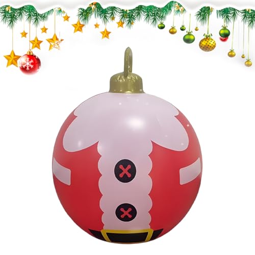 Amesor Aufblasbare Weihnachtskugel Deko | 60 cm Große Outdoor Weihnachtsanhänger - Aufhängbare Weihnachtsdekoration - Für Dachvorsprünge Geländer Zweige Rasen Wohnzimmer Schlafzimmer Arbeitszimmer von Amesor
