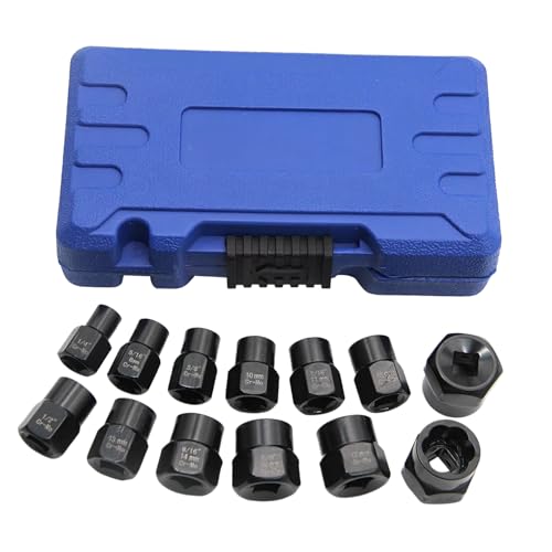 Amesor Bolzenentferner Set, Extraktionswerkzeug Mit Aufbewahrungskoffer Set 13 Teilig, rutschfeste ergonomische Werkzeuge präzises Gerät für Entfernung festsitzender Schrauben an Autoachsen Amesor Bolzenentferner Set, Extraktionswerkzeug Mit Aufbewahrungskoffer Set 13 Teilig, rutschfeste ergonomische Werkzeuge präzises Gerät für Entfernung festsitzender Schrauben an Autoachsen von Amesor