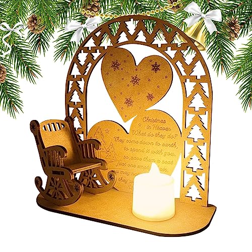 Amesor Christmas in Heaven Kerzenstuhl,Weihnachtskerzenornament zur Erinnerung | Memorial Ornament Kerzenständer für Schränke, Nachttisch, Schreibtische von Amesor