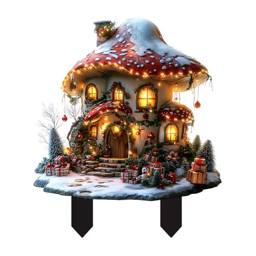 Amesor Dekorative Gartenstäbe,Acryl Gartenstab Dekoration für Winter Draußen - Wetterfeste Feenstab 2D Flachzeichen für Terrasse Weg Rasen Bauernhaus Garten von Amesor