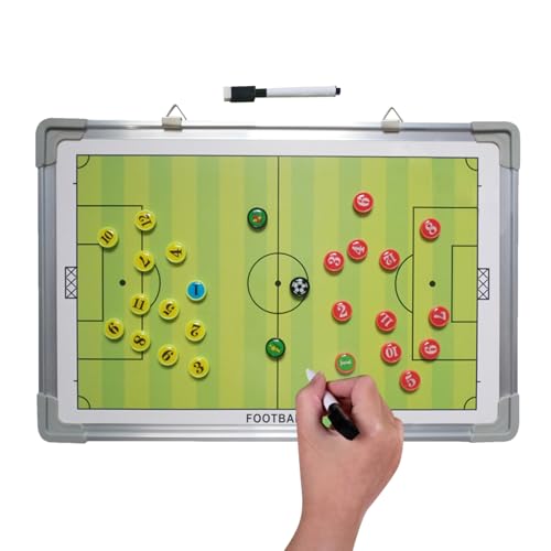 Amesor Fußball Trainingsbrett | Löschbare Magnettafel Mit 2 Whiteboard-Markern - Tragbar Für Spielanalyse Schiedsrichter Notizen Taktiktraining von Amesor