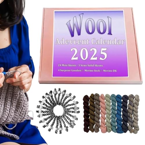 Amesor Garn Countdown Kalender 2025 | 24 Tage Weihnachtscountdown Strickgarn - Kreative Projekte Häkelzubehör Festliche Ausstattung | Für Frauen Mädchen Strickerinnen Häkelfreunde von Amesor