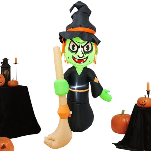 Amesor Halloween-Dekoration Outdoor Luftfigur, 1,55 Meter Halloween-Luftballon Hexe Mit Integrierter LED-Beleuchtung, Aufblasbare Gruseldekoration Für Hexen Feiertag, Innen Und Außen Amesor Halloween-Dekoration Outdoor Luftfigur, 1,55 Meter Halloween-Luftballon Hexe Mit Integrierter LED-Beleuchtung, Aufblasbare Gruseldekoration Für Hexen Feiertag, Innen Und Außen von Amesor