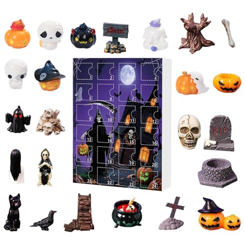 Amesor Halloween Dekorations Countdown Kalender,Gruselige 24 Stücke Kürbis Geist Halloween Motiv - Deko Für, Mädchen, Familie, Party, Gruselige Herbstdekoration von Amesor