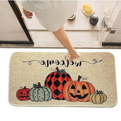 Amesor Halloween Willkommensmatte | Kürbis Zimmerteppich,48x76 cm Erntedank Bodenmatte Herbst Eingangsmatte Halloween Türdekoration Amesor Halloween Willkommensmatte | Kürbis Zimmerteppich,48x76 cm Erntedank Bodenmatte Herbst Eingangsmatte Halloween Türdekoration von Amesor