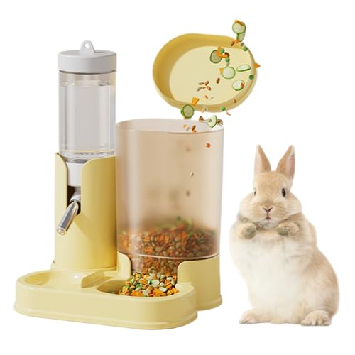 Amesor Hamster Trinkflasche Und Futterspender,Automatische Hamster Trinkflasche Mit Futternapf | Tropffreie Mit Fressnapf Für Kleintiere Wie Wüstenrennmäuse Und Igel | Für Igel von Amesor