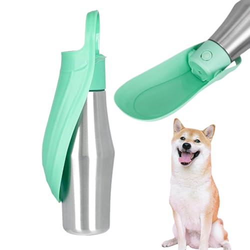 Amesor Hundetrinkflasche Für Unterwegs | Tragbarer Trinknapf Mit Futterbehälter | 750ml Edelstahl Tragbar Auslaufsicher Für Hunde Katzen Wanderung Reise Outdoor von Amesor