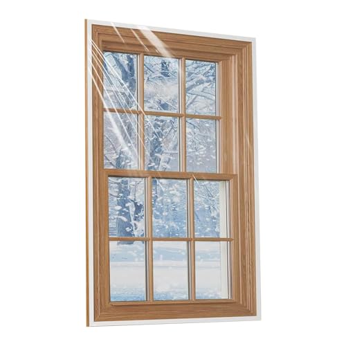 Amesor Isolier Fensterfolie - Klare Winddichte Abdeckfolie - Wiederverwendbare Wärmebarriere Für Haushalt Schlafzimmer Wintergarten Winter von Amesor