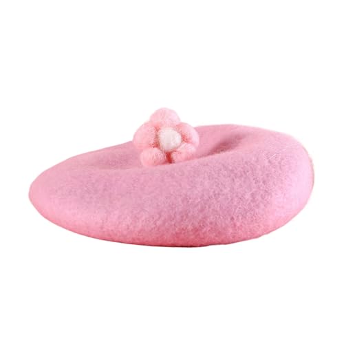 Amesor Katzen Barett, Blumen Baskenmütze Für Haustier Katzen, Gemütliche Strickmütze Tier Kopfbedeckung Für Weihnachtskostüm Winter Festtage, Bequem Für Kleine Rassen Kätzchen Welpen Feiertag Kostüm von Amesor