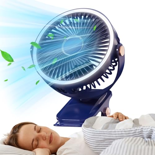 Amesor Klemmventilator Für Schreibtisch | Tischventilator Für Schlafzimmer - Kompakte Type C Wiederaufladbare Nachttischlampe Für Badezimmer Büro Arbeitsplatz Garten von Amesor