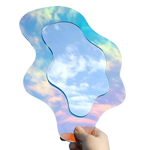 Amesor Regenbogen-Acryl-Spiegel | Unregelmäßiger wellenförmiger Spiegel Ästhetische Schminkspiegel | Moderner Dekorations-Spiegel für den Wohnzimmer-Schlafzimmer-Eingangsbereich von Amesor