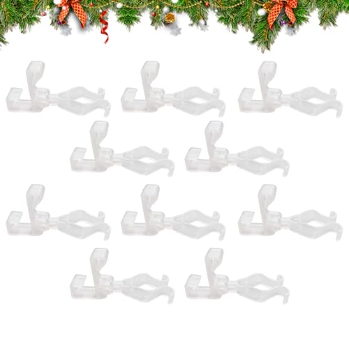 Amesor Regenrinnen-Lichtclips, 10 Stück Weihnachtslicht-Clips Außen-Haken, Kabelhalter Für Girlanden Mauerwerk Dachziegel Geländer von Amesor