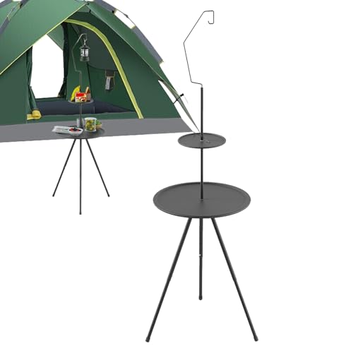 Amesor Runder Klapptisch - Runder Tragbarer Campingtisch - Dreieckiger Ständer Kompaktes Design Gartenzubehör für Picknick Angeln Grillen und Wandern von Amesor