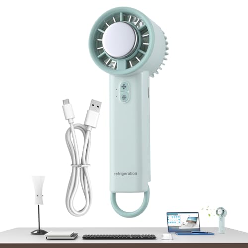 Amesor Tragbarer Handventilator | Handlicher Camping Lüfter | Kompress Kühlfunktion Mit Drtufiger Geschwindigkeitsregelung Für Wohnheim Ren Picknick Wandern Arbeit Outdoor Sport Camping von Amesor