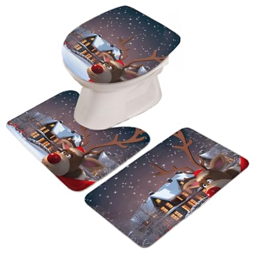 Amesor Weihnachts Badezimmer Teppiche - Weihnachts Badezimmer Deko Toilettendeckel Abdeckung - Cartoon Winter Deko Für Paare Erwachsene Familie Amesor Weihnachts Badezimmer Teppiche - Weihnachts Badezimmer Deko Toilettendeckel Abdeckung - Cartoon Winter Deko Für Paare Erwachsene Familie von Amesor