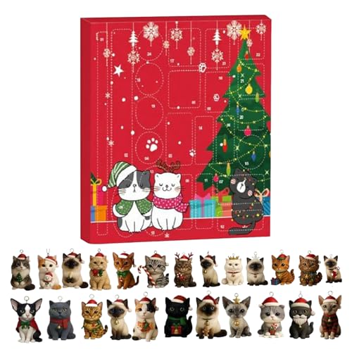 Amesor Weihnachts Countdown Kalender | 2025 Weihnachts Countdown Kalender mit Katzen Anhängern - Dekorative Charm Für Wohnzimmer Küche Fenster Kaminnische,Tür Deko Baum Schlafzimmer Eingangsbereich von Amesor