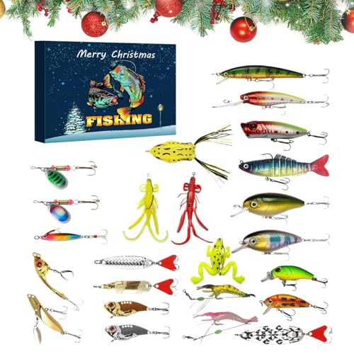 Amesor Weihnachtsadventsspielzeug - 24 Tage Angelzubehör Kalender Für Vater - Wohndeko Produkte für Sohn Männer Freund Vater Opa Onkel Ehemann,Haushalt Geschenk von Amesor