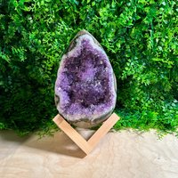 7 "Große Probe Eiförmige/Ovale Amethyst-Höhle Mit Blumen-Formationen Lila Kristallquarz Geode Stein Polierte Kante Ständer # 1653 von AmethystCreationShop