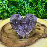 Ausgezeichnete Exemplare 3, 7 "Breite Herzform Rutilierter Amethyst Groß & Purpur Kristall Quarz Polierte Kante Natürliche Rohe Energie #1001 von AmethystCreationShop